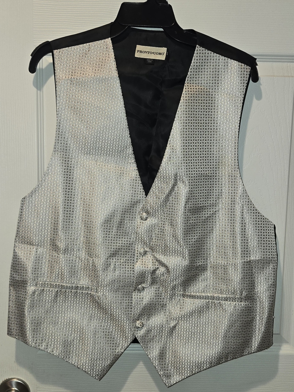 Pronto Uomo Silver Textured Formal Vest